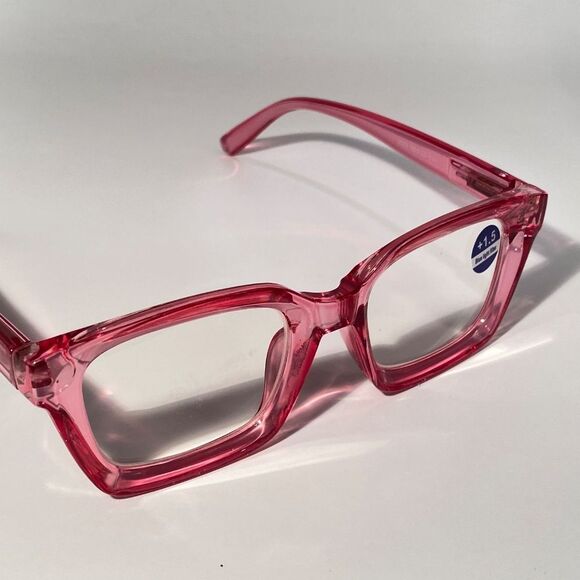1554 Claudia Square Concave 1.5 NEW Pink Reading Glasses Blue Light Filter - Picture 7 of 9